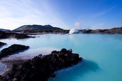 hot springs and blue sky